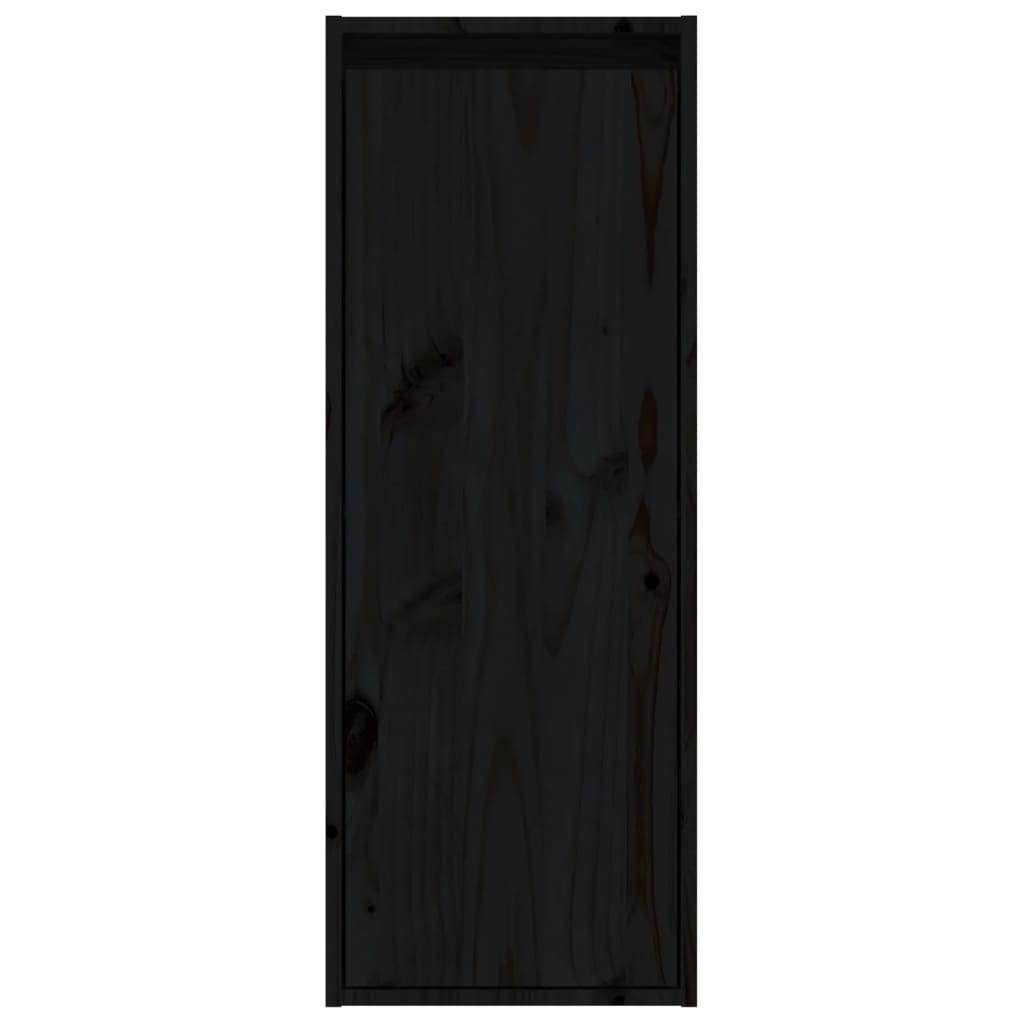 Black Solid Pine Wood Floating Wall Cabinets, Set of 2 | Measuring 30x30x80 cm, these wall-mounted units organize books and decor in your living room, hallway, or media center.