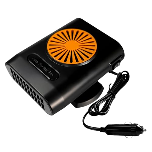 Calentador Pequeño Para Coche - 12V/24V Calentador Descongelador Portátil para Coche Enchufable,Ventilador Calefactor con Rotación de 360 Grados Antiniebla Automotriz para Salpicadero Conducción