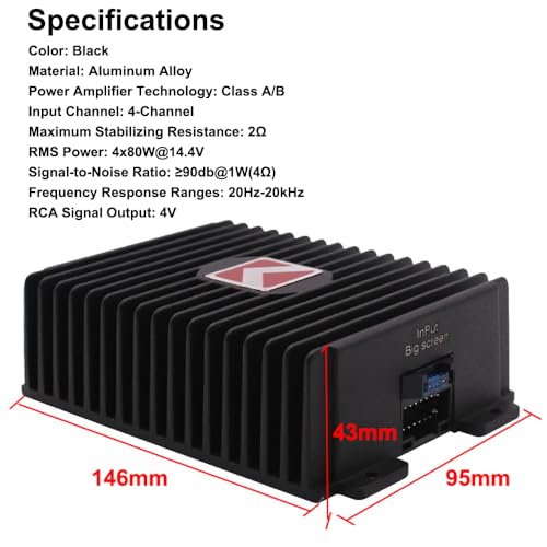 ZJchao Auto Audio Power Amplificier Vehicle 4-Channel 80WX4 Digital Sound Processor Classe A/B Aggiornamento del Lettore