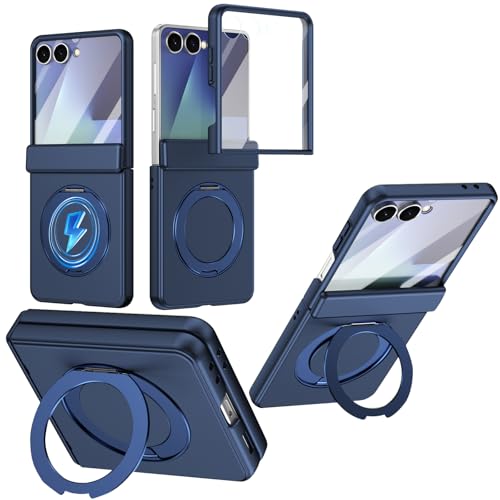 Protection Samsung Z Flip 7 antichoc haut de gamme avec anneau bleu magnétique