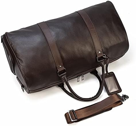 Men's Genuine Leather Travel Bags Away Weekender Weekend Duffels Black Brown for Gym and Travel Leather Holdall Bag for Men Women Ronatelli (Brown)