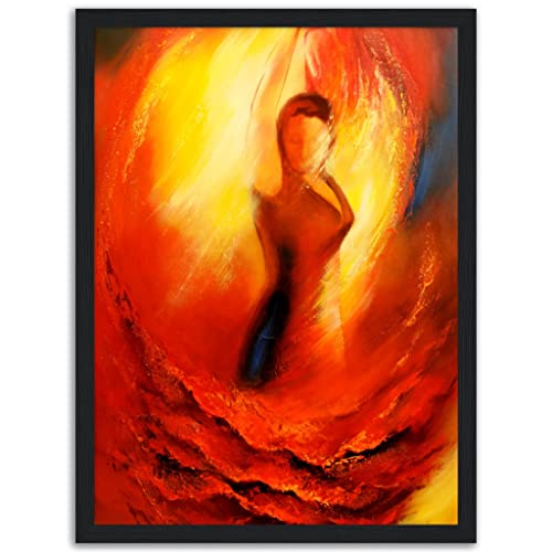 Décoration murale de danse salsa avec impression encadrée noire de format 30 x 40 cm