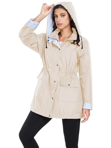 Arthas Rain Jacket Women Rain Coats for Women Waterproof Long Hooded Trench Coats Windbreaker Travel Jacket S-XXXL