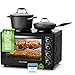 Produktbild Stillstern Minibackofen mit Kochplatten (45L, Pizza Ø32cm, 7in1: Heißluftfritteuse, Auftauen, Grill, Toaster, Backen, Braten, Kochen) Frittierkorb, Umluft, Drehspieß, Rezeptheft, Ideal für Camping