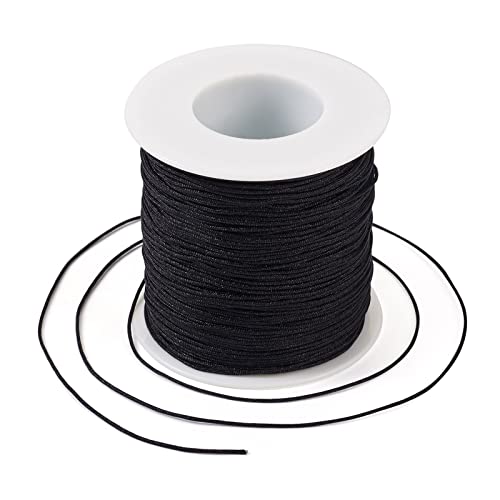 Cheriswelry 100M 0.8Mm Nylon Beading Cord Black Chinese Knotting Rattail Macrame Thread String Roll For Jewelry Making Kumihimo Wrapping Supplies Diy Crafts #TOP1