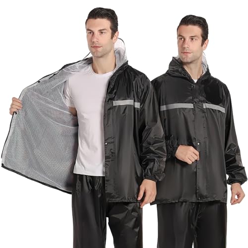 Chaqueta y pantalón de lluvia con visera para caminatas y rutas en exteriores