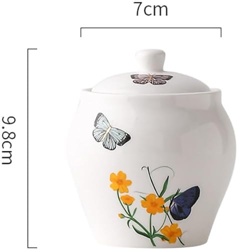 Miniatura 2 de WAIT FLY Juego de crema de cerámica y azucarero de mariposa y flor, jarra de crema, azucarero con tapa, juego de servir café, juego de cuencos para