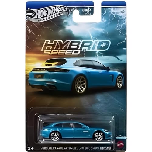 Hot Wheels Hybrid Speed 1:64 Porsche Panamera Turbo S E-Hybrid Sport Voiture Sport Hybrid Turismo Silver Series for 3 Years & Above 4/5 (Blue)