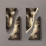 Arte de Pared 3D con Arenisca y Luces LED,Moderna de Relieve para Salón