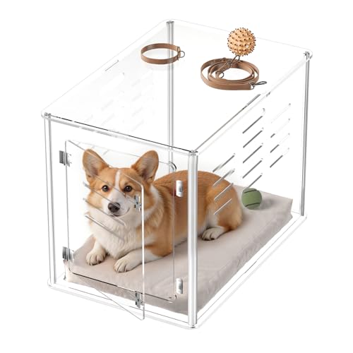 Sumerflos Acryl- Hundekäfig- Möbel- 76, 2 cm transparenter Endtisch für kleine und mittelgroße Hunde bis zu 20, 4 kg im Innenbereich, abschließbar, umweltfreundlich, strapazierfähig, belüfte