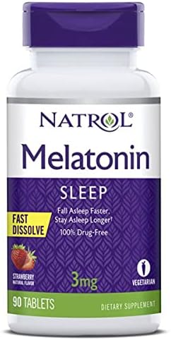 Natrol Melatonin Fast Dissolve Tablets, Helps You Fall Asleep Faster, Stay Asleep Longer, Easy to Take, Dissolves in Mouth, Strengthen Immune System, 3mg, 90 Count