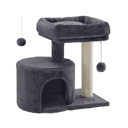 Feandrea Kratzbaum klein, Katzenbaum mit Sisalstamm, Katzenkratzbaum mit gepolsterter Plattforme, für Kätzchen, rauchgrau PCT50G