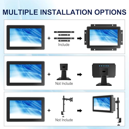 Image of IP65 Industrial Monitor 7 Inch Open Frame Touch Screen Monitor, 10-Point Capacitive Touch Display PCAP LCD Monitor, 1024x600 Metal Housing for HMI Control Panels