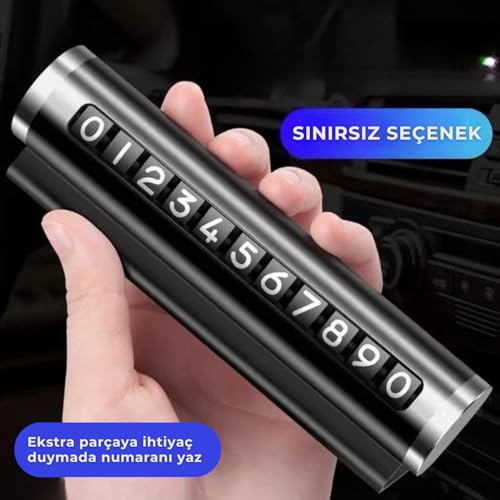 Romofy Numaratör Araç İçi Park Telefon Numarası - Çevirmeli Dayanıklı Parkmatik Torpido Üstü Araba Telefon Numaralık - Oto Aksesuar Numaramatik
