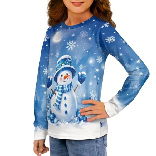 Image of Long Sleeve Shirts for Girls Casual Crewneck Tops Fall Winter Outfits for 3-16 Years Old