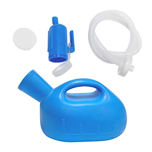 Urinals for Men Thick Firm Portable Urinal, Urine Collection for Hospital, Incontinence, Elderly, Travel Bottle and Emergency 2000 ml- 50" Long Tube with Lid（Blue） - Thumbnail 7
