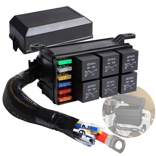 Panneau de relais 12V avec câblage 12 AWG robuste et 6 voies étanches ATC ATO