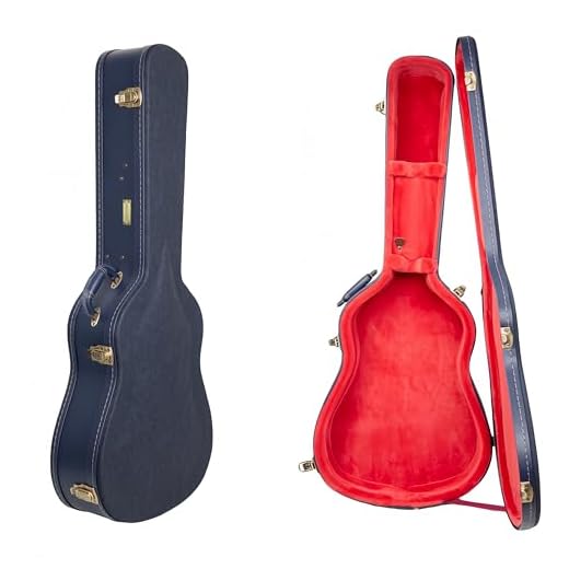 Crossrock Relief Series - Funda para guitarra Dreadnought para Gibson J-45 / Martin D-Style, acabado azul océano tallado, interior de terciopelo escarlett profundo, cerradura, carcasa rígida de madera