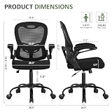 Office Chair 330 lbs Capacity, Ergonomic Breathable Mesh Desk Chair with Lumbar Support & Flip-Up Armrest, High Back Computer Chair for Home Office, Black
