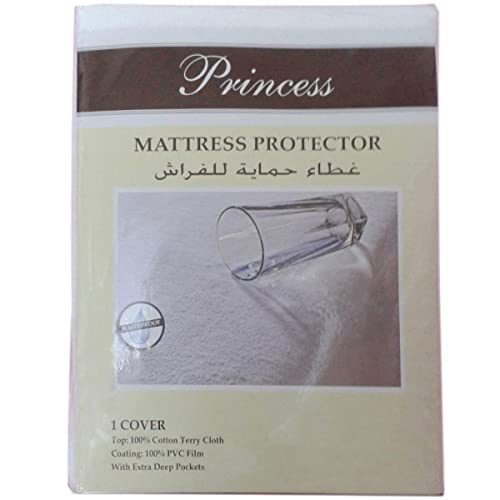 Princess Terry Water Proof Mattress Protector - Twin Size (120 X 200cm) - White