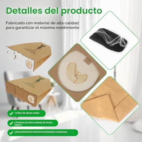 Miniatura 3 de 10 Bolsas Para Aspiradora Vorwerk Kobold 130 131 131sc Con 1 Filtro Hepa Y 2 Filtros De Motor