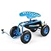 Rolling Garden Seat Cart - Mobile Gardening Stool with Swivel Seat, Steering Handle, Large Storage Basket & Adjustable Height & Reinforced Steel Frame for All Terrains, Yard Work, Load 330 LBS