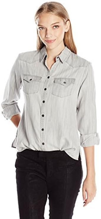 Long Sleeve Denim Tencel Blouse 