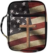 Coldinair American Flag Cross Bible Cover for Men and Women Bible Case Bible Carrier Carrying Org...