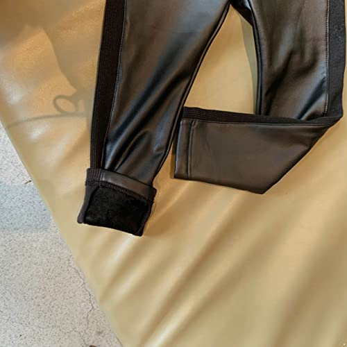 Baby Toddlers Girls Faux Leather Fleece Line Leggings Kids PU Leather Long Pants3