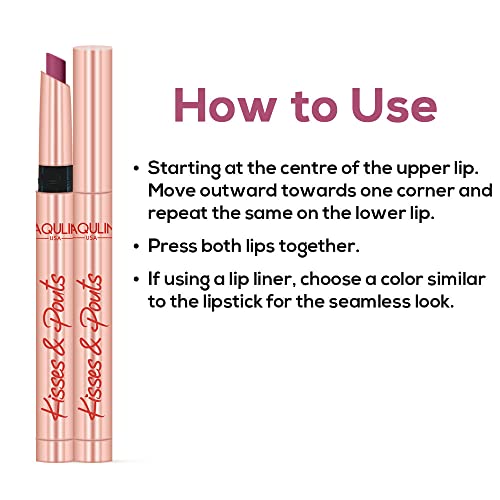 Image of JAQULINE USA Kisses & Pouts Matte Lipstick | Transfer Proof | Smudge Proof | Enriched with Vitamin E | Lightweight | High-Impact Colour | Long Lasting | 1.4g (Love Kiss)