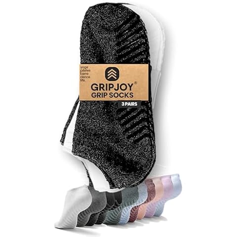Grip Socks for Women - Pilates Socks with Grips for Women - Non Slip Socks Womens - Grippy Socks for Women - 3 Pairs Cover