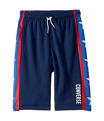 Converse Boy's Star Stripe Mesh Shorts (Big Kids) Navy LG (12-14 Big Kid)