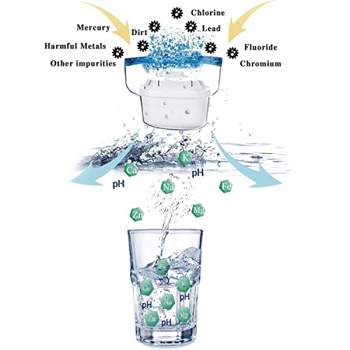 Hskyhan Alkaline Water Filter Pitcher - Long Lasting Cartridge, Lasts 45-60 Days, Bpa Free, Improve Ph, 7 Stage Filtration System To Purify, Reduces Lead, Fluoride, Chlorine And More, Blue #TOP3