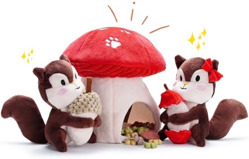 Nocciola Squirrel Dog Squeaky Toys-Hide and Seek Plush Dog Toys, Small Dog Toys for Boredom, Christmas Dog Toys for Small and Medium Size Dogs, Stuffed Dog Chew Toys for Puppies Pet Supplies
