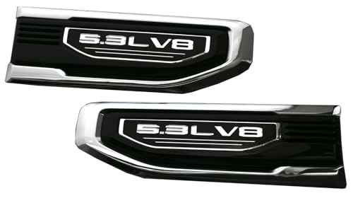 Image of Pair New 5.3L V8 Vent Emblems Kit 3D Driver Passenger Side Badge Compatible with 2019-2026 GMC Sierra GM 85160715 86532094 (5.3L V8-Chrome)