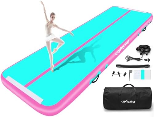 Tumble Track Mats for Gymnastics, Kids Air Gymnastics Mats for Tumbling Thick Inflatable Gymnastics Tumbling Track Mat 6.6/10/13/16.4/20ft Training Tumbling Mat with Electric Pump for Home/Water Fun — view 6