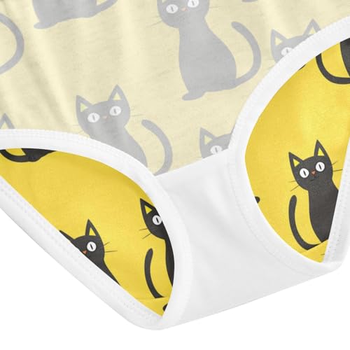 ZZKKO Black Cats Cartoon Yellow Girls Underwear Toddler Panties for Girls Comfort Brief Size 2-8T4