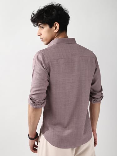 Image of Urbano Fashion Men's Linen Blend Full Sleeve Relaxed Fit Casual Solid Shirt