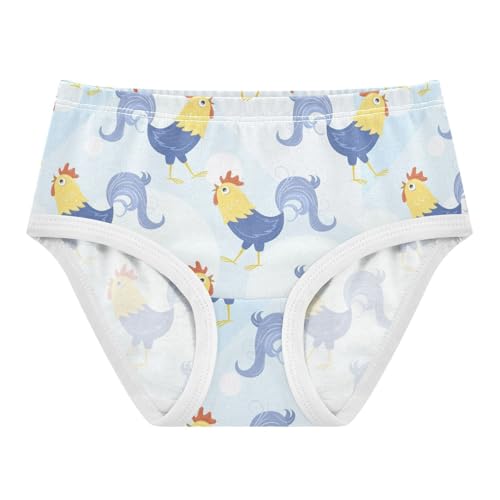 Wusikd Cocks Girls' Underwear Cotton Blue Chicken Girls Briefs Soft Toddler Underwear 4T