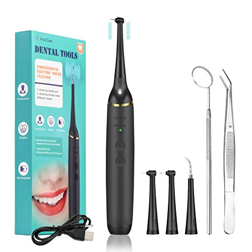 Plaque Remover for Teeth -TONYKEY Ultrasonic Tooth Cleaner Electric Dental Calculus Remover, Professional Teeth Polishing Cleaning Tools with Mouth Mirror-Dental Tools (Black)