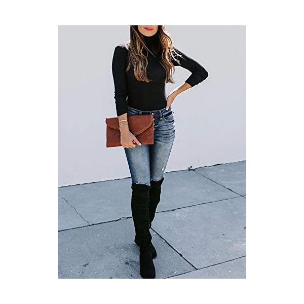 REORIA-Womens-Long-Sleeve-Ribbed-Turtleneck-Leotard-Stretchy-Bodysuit-Tops-Jumpsuits Women's Long Sleeve Ribbed Turtleneck Leotard Stretchy Bodysuit Basic Tops Jumpsuits Black Small