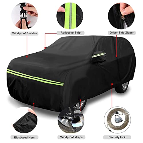 Image of Waterproof Car Covers Replace for 2013-2025 Infiniti QX60, 6 Layers All Weather Custom-fit Car Cover with Zipper Door & Windproof Bands for Snow Rain Dust Hail Protection
