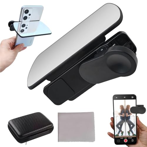 XPEX 1 juego Clip para Teléfono Móvil con Espejo de Reflexión para Cámara Compacto y Portátil con Caja，kit de clip para reflejo de cámara de smartphone， Accesorio para y Material Abs （negro）