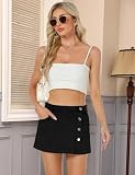 POLIRO Denim Skort for Women Trendy Slit Mini Denim Skirt Casual Stretchy Jean Skirt with Shorts Summer Short Skirt