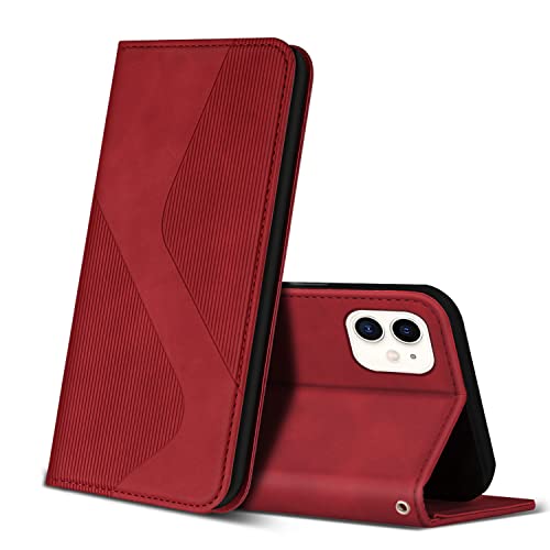 ZONNAVI Cover per iPhone 11, Flip Custodia Pelle PU con [Slot Cart] [Supporto Stand] [Magnetica], Cover a Libro Portafoglio per iPhone 11 (Rosso)