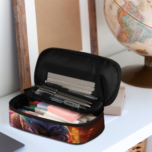 Image of Glowing Horse Big Capacity Pencil Case Pencil Pouch with Zipper, Pen Marker Stationery Bag Art Supply Storage Organizer Box Portable Stationery Storage Bag Pen Holder for Boys Girls