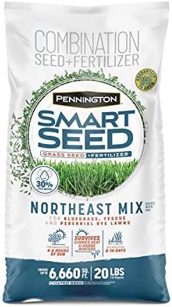 Pennington Smart Seed Northeast Grass Mix 20 Lb, Drought Resistant and Covers 6,600 Sq Ft