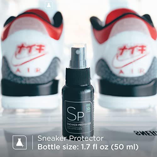 Sneaker Lab Premium Shoe Care Cleaning Kit - Cleaner + Deodorizer + Protector + Premium Brush - Perfect For Most Materials - 1.7 Fl Oz Bottles #TOP3