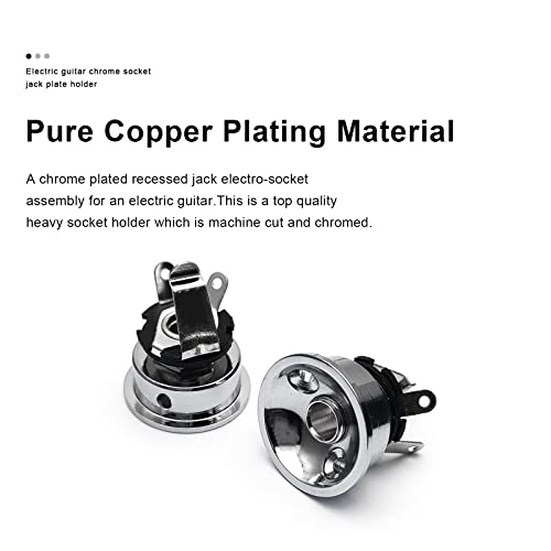 Saphue Electric Guitar Chrome Socket Jack Plate Holder For 6.35Mm Plug Electrosocket Recessed Jack Guitar Parts（Delivery Of 3.3Ft Electric Guitar Cable） #TOP1