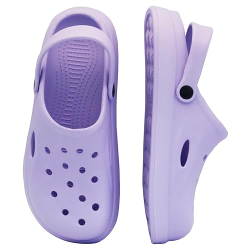 Comfy Garden Clogs for Women and Men, Slip On Mules Sandals Lightweight Slippers Outside Home Casual Wear Non-Slip Air Cushion Thick Bottom Slides Shoes (Purple, Adult, Women, 5, Numeric Range, US Footwear Size System, 6, Medium)